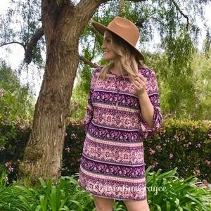 Beach Lunch Lounge Purple Bell Sleeve Dress XL